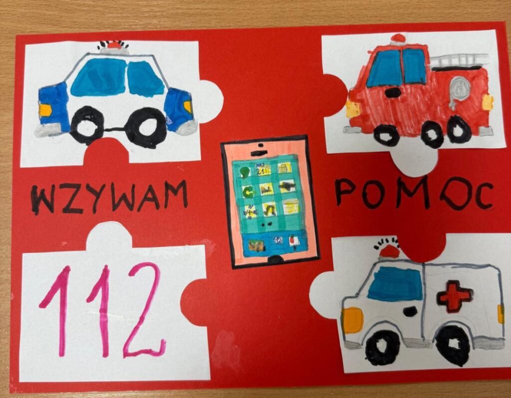 rysunek dotyczący 1 pomocy od dzieci ze szkoły podstawowej we Lwówku Śląskim