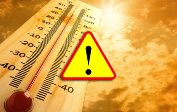 Obrazek przedstawiający termometr i wykrzyknik - wysokie temperatury