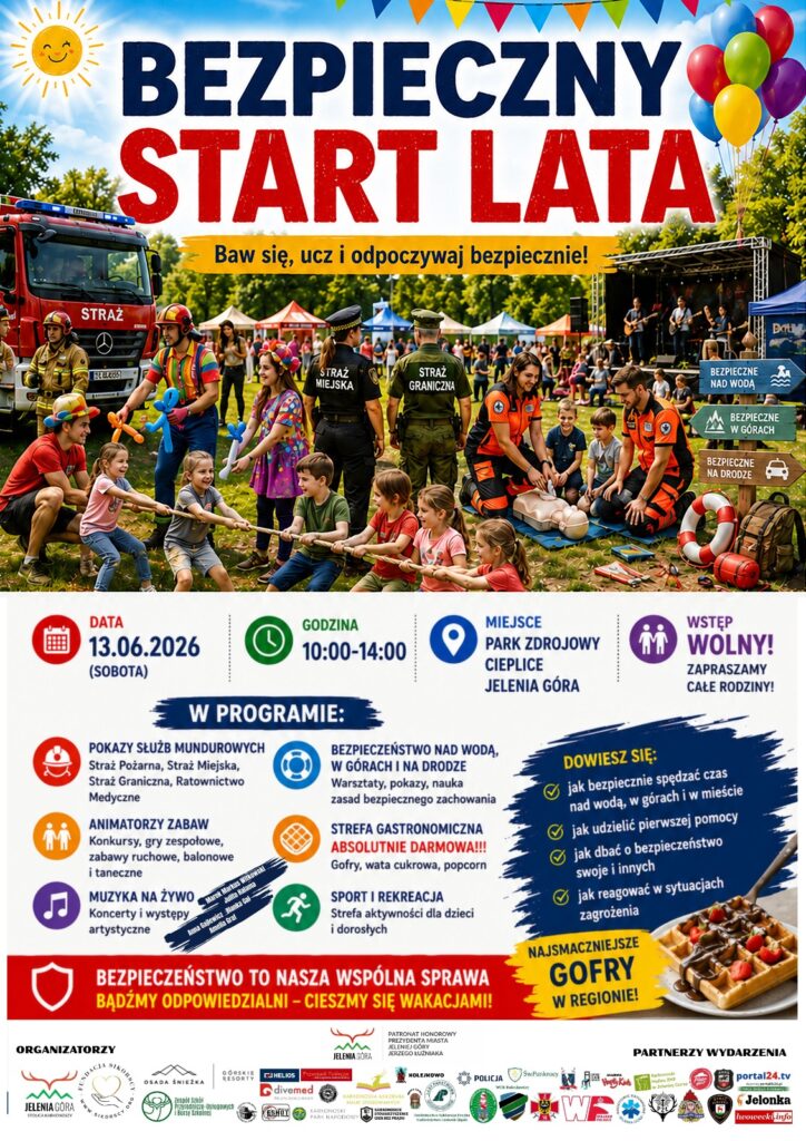Bezpieczny start lata, plakat reklamujący akcję